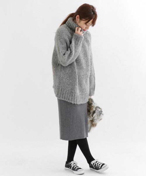 URBAN RESEARCH Sonny Label（アーバンリサーチサニーレーベル）の「Sonny Label ワイドリブニットタイトスカート（スカート・レディース・キャメル/グレー/チャコールグレー・FREE）」の5枚目の写真