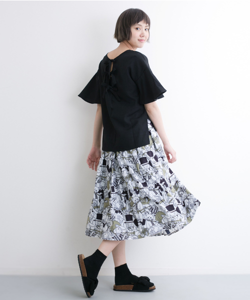 MERLOT（メルロー）の「バックリボンフレア袖トップス4954（シャツ/ブラウス・レディース・ブラック/ライトブルー/ネイビー/オフホワイト/ピンク・FREE）」の22枚目の写真