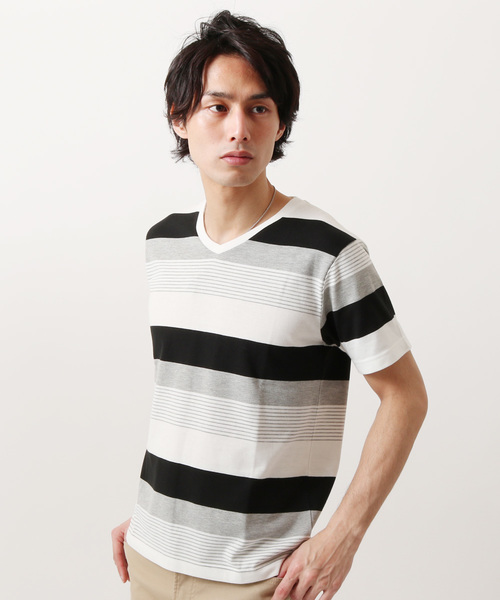 THE CASUAL(カジュアル)の「TCボーダー半袖Vネックカットソー(Tシャツ/カットソー・メンズ・その他4/その他1/その他2/その他3/その他5/その他7/その他6/その他・L/XL/S/M)」の1枚目の写真