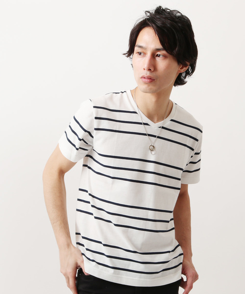 THE CASUAL(カジュアル)の「TCボーダー半袖Vネックカットソー(Tシャツ/カットソー・メンズ・その他4/その他1/その他2/その他3/その他5/その他7/その他6/その他・L/XL/S/M)」の2枚目の写真