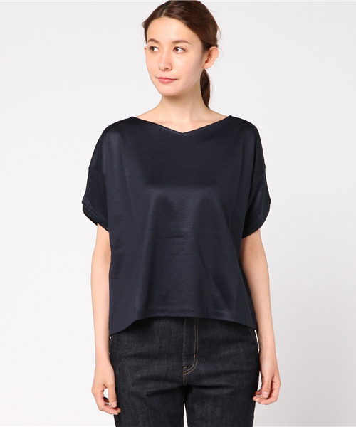 un dix cors（アンディコール）の「デザインドルマンVカットソー（Tシャツ/カットソー・レディース・ホワイト/サックスブルー/ベージュ/ネイビー・ﾌﾘ-）」の5枚目の写真