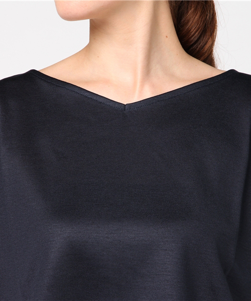 un dix cors（アンディコール）の「デザインドルマンVカットソー（Tシャツ/カットソー・レディース・ホワイト/サックスブルー/ベージュ/ネイビー・ﾌﾘ-）」の8枚目の写真