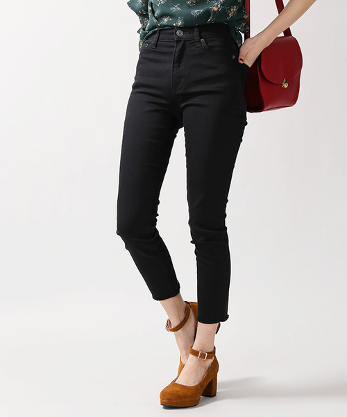 WEGO（ウィゴー）の「WEGO/フレイドヘムパワーストレッチスキニー（デニムパンツ・レディース・ダークインディゴブルー/インディゴブルー/ブラック/ピンク・LARGE/MEDIUM/SMALL）」の2枚目の写真