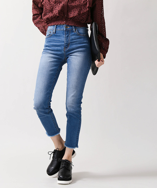 WEGO（ウィゴー）の「WEGO/フレイドヘムパワーストレッチスキニー（デニムパンツ・レディース・ダークインディゴブルー/インディゴブルー/ブラック/ピンク・LARGE/MEDIUM/SMALL）」の19枚目の写真