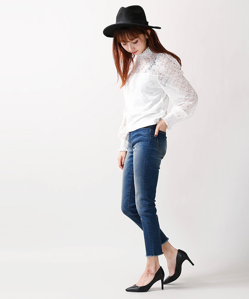 WEGO（ウィゴー）の「WEGO/フレイドヘムパワーストレッチスキニー（デニムパンツ・レディース・ダークインディゴブルー/インディゴブルー/ブラック/ピンク・LARGE/MEDIUM/SMALL）」の22枚目の写真