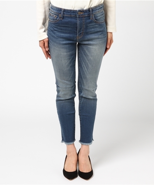 WEGO（ウィゴー）の「WEGO/フレイドヘムパワーストレッチスキニー（デニムパンツ・レディース・ダークインディゴブルー/インディゴブルー/ブラック/ピンク・LARGE/MEDIUM/SMALL）」の9枚目の写真