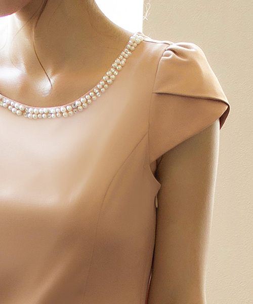 RUIRUE BOUTIQUE（ルイルエブティック）の「スイートグラマラスシースワンピースフォーマルパーティードレス/結婚式・披露宴・二次会・謝恩会・成人式・同窓会・セレモニーなどお呼ばれ対応（ドレス・レディース・ネイビー/ピンクベージュ・3L/M/L/XL/XS/4L/S/5L）」の10枚目の写真