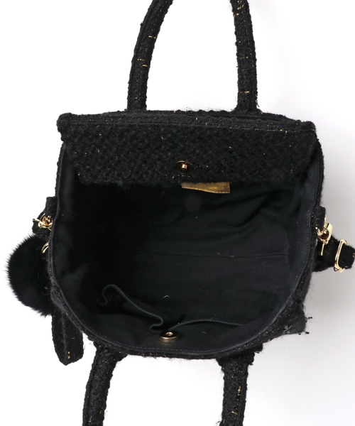 DRESSCAMP（ドレスキャンプ）の「DRESSCAMP (ドレスキャンプ)METEOR スタースタッズツイード2WAYハンドバッグ（ハンドバッグ・レディース・ブラック・FREE）」の2枚目の写真