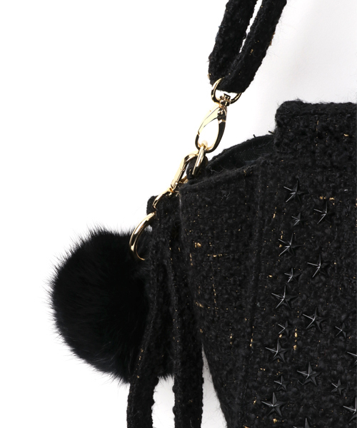 DRESSCAMP（ドレスキャンプ）の「DRESSCAMP (ドレスキャンプ)METEOR スタースタッズツイード2WAYハンドバッグ（ハンドバッグ・レディース・ブラック・FREE）」の3枚目の写真