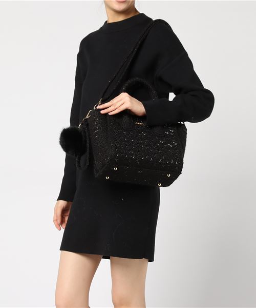 DRESSCAMP（ドレスキャンプ）の「DRESSCAMP (ドレスキャンプ)METEOR スタースタッズツイード2WAYハンドバッグ（ハンドバッグ・レディース・ブラック・FREE）」の5枚目の写真