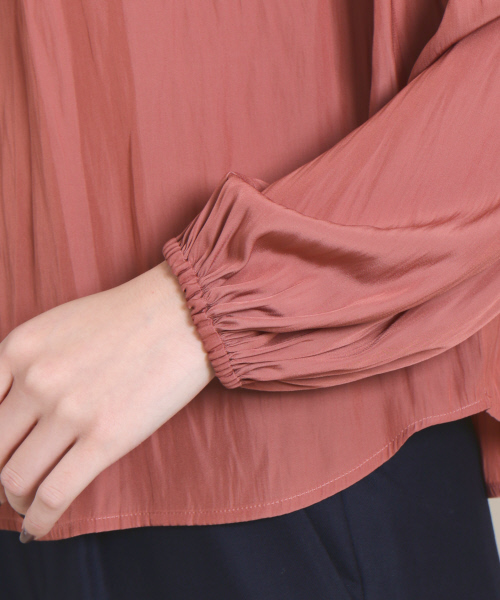 Rouge vif(ルージュヴィフ)の「カラーギャザーブラウス(シャツ/ブラウス・レディース・グレイッシュブルー/ブラウン/ダークネイビー・FREE)」の8枚目の写真