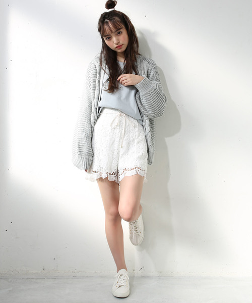 one after another NICE CLAUP(ワンアフターアナザーナイスクラップ)の「レースショートパンツ(その他パンツ・レディース・ブラック/オフホワイト・FREE)」の7枚目の写真