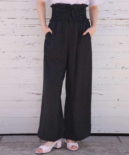 one after another NICE CLAUP（ワンアフターアナザーナイスクラップ）の「ウエストレースアップパンツ（その他パンツ・レディース・ネイビー/サックスブルー/その他/ドット・FREE）」の4枚目の写真