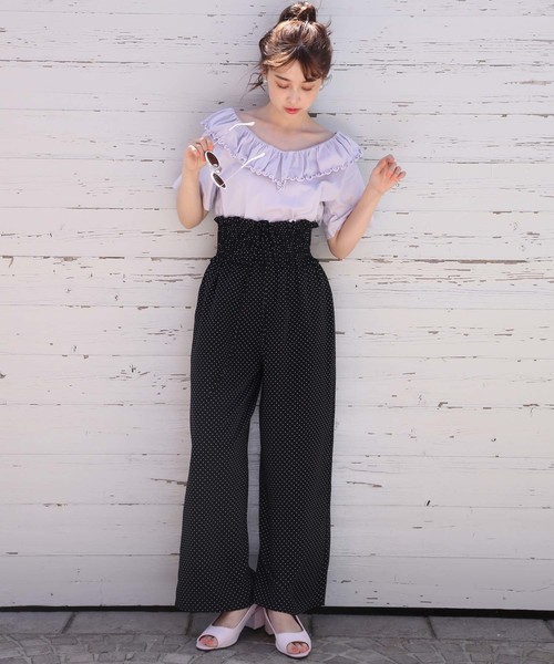 one after another NICE CLAUP（ワンアフターアナザーナイスクラップ）の「ウエストレースアップパンツ（その他パンツ・レディース・ネイビー/サックスブルー/その他/ドット・FREE）」の13枚目の写真