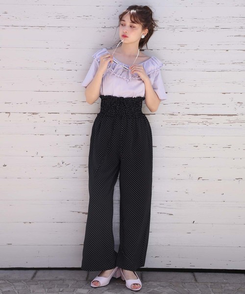 one after another NICE CLAUP（ワンアフターアナザーナイスクラップ）の「ウエストレースアップパンツ（その他パンツ・レディース・ネイビー/サックスブルー/その他/ドット・FREE）」の5枚目の写真