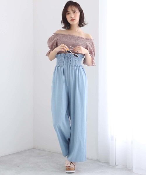 one after another NICE CLAUP（ワンアフターアナザーナイスクラップ）の「ウエストレースアップパンツ（その他パンツ・レディース・ネイビー/サックスブルー/その他/ドット・FREE）」の16枚目の写真