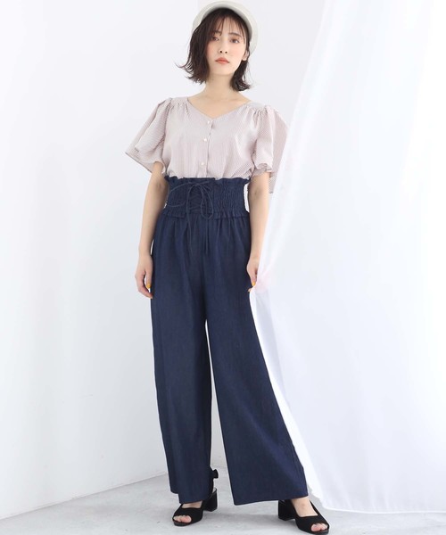 one after another NICE CLAUP（ワンアフターアナザーナイスクラップ）の「ウエストレースアップパンツ（その他パンツ・レディース・ネイビー/サックスブルー/その他/ドット・FREE）」の11枚目の写真