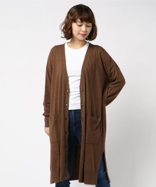 YECCA VECCA（イェッカヴェッカ）の「ロングニットカーディガン（カーディガン/ボレロ・レディース・ブラック/ベージュ/ブラウン・FREE）」の16枚目の写真