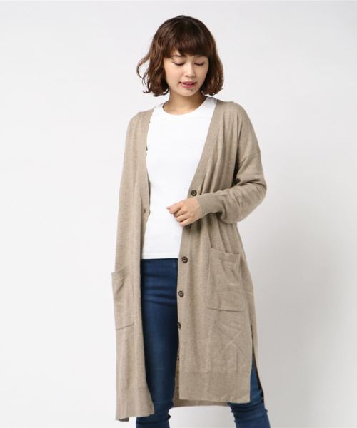 YECCA VECCA（イェッカヴェッカ）の「ロングニットカーディガン（カーディガン/ボレロ・レディース・ブラック/ベージュ/ブラウン・FREE）」の15枚目の写真