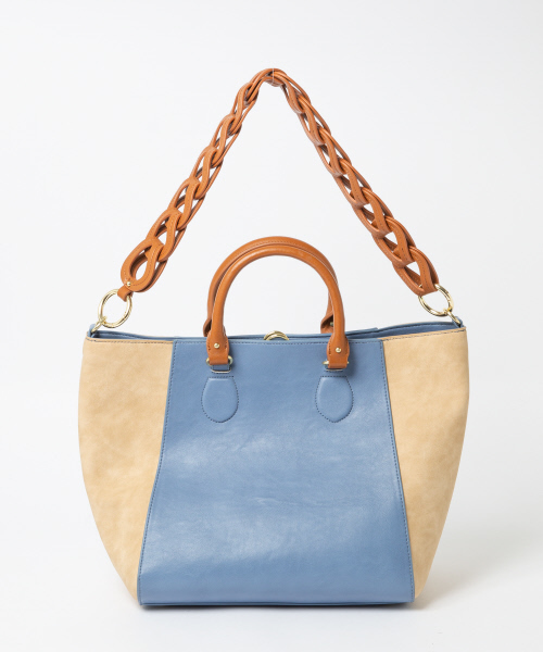 qualite(カリテ)の「バイカラーワイドトート(トートバッグ・レディース・ベージュ/サックスブルー・フリー)」の2枚目の写真