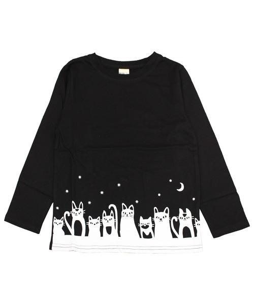 Bee des Bee（ビーデスビー）の「【コットン100％】長袖プリントTシャツ（Tシャツ/カットソー・キッズ・ホワイト系その他/ブラック×ホワイト/ホワイト×ブラック/ブラック系その他5/ブラック系その他2/ライトピンク/ブラック系その他4/ピンク/ブラック系その他3/カーキ/ホワイト系その他2/ブラック系その他6/ピンク系その他/ブラック系その他7/ブラック/ホワイト系その他3/ネイビー/ベージュ/ブラウン/ミント/ピンク系その他2/マスタード/ブルー系その他/ブラウン系その他/チャコールグレー/ベビーピンク/杢グレー/ブルー/グリーン系その他/ライトベージュ/チョコ/クリーム/グレー系/ブラック系1/ブルー系1/ホワイト系その他4/ブラック系2/パープル系1/パープル系2/ブルー系2/ピンク系3/ブルー系/パープル系/ブラック系/グレー系その他2/ピンク系1/ピンク系/ブルー × パープル/ライトグレー/ピンク系2/ライラック/グリーン系1/ブルー系4/ピンク系4/ブルー系3/ブラック系3/グレー系その他3・120cm/110cm/130cm/140cm/150cm/100cm）」の12枚目の写真