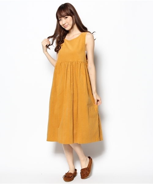 BEAMS BOY（ビームスボーイ）の「□BEAMS BOY / サイドボタン ノースリーブワンピース（ワンピース・レディース・イエロー/ミント・ONE SIZE）」の2枚目の写真