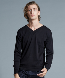 “SOFFY”シルケットコットンVネックニットTシャツ
