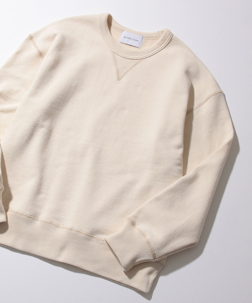 ADAM ET ROPE'（アダムエロペ）の「ヘビーテリー裏毛クルーネックプルオーバー（Tシャツ/カットソー・メンズ・ホワイト/ベージュ/グリーン/ネイビー/オレンジ・S/M/L）」の2枚目の写真