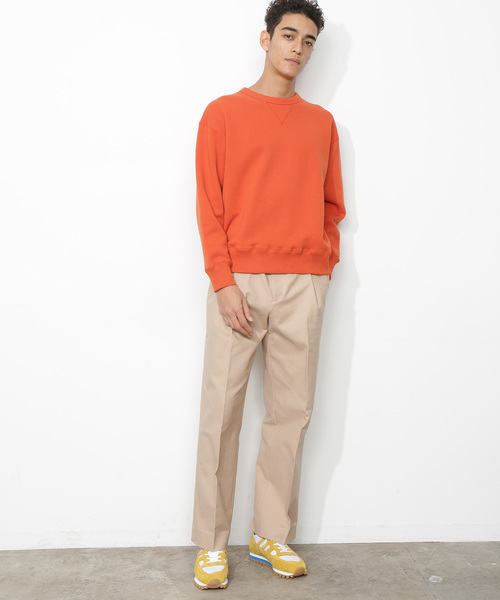 ADAM ET ROPE'（アダムエロペ）の「ヘビーテリー裏毛クルーネックプルオーバー（Tシャツ/カットソー・メンズ・ホワイト/ベージュ/グリーン/ネイビー/オレンジ・S/M/L）」の15枚目の写真