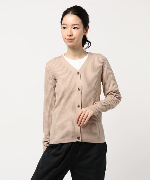 AMERICAN HOLIC（アメリカンホリック）の「ベーシックリブカーディガン＊（カーディガン/ボレロ・レディース・チャコールグレー/ブラック/ベージュ/ネイビー/ピンク/その他7/ホワイト系その他4・M/L）」の5枚目の写真