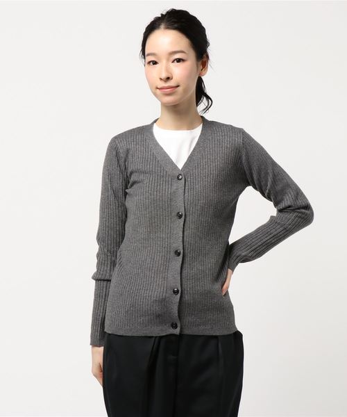 AMERICAN HOLIC（アメリカンホリック）の「ベーシックリブカーディガン＊（カーディガン/ボレロ・レディース・チャコールグレー/ブラック/ベージュ/ネイビー/ピンク/その他7/ホワイト系その他4・M/L）」の4枚目の写真