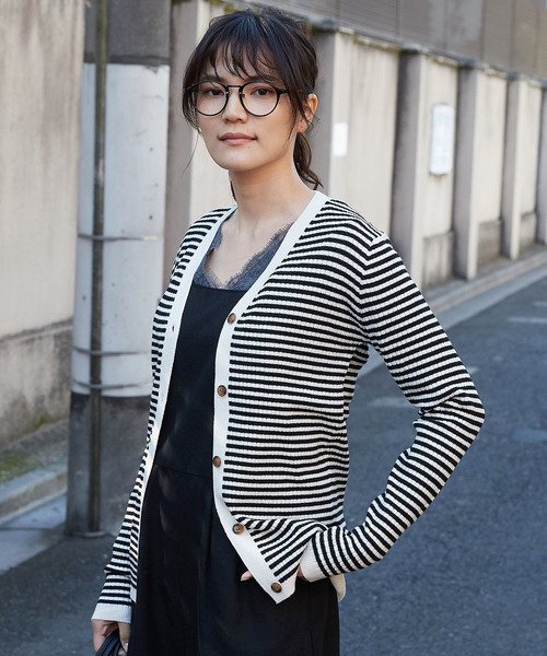 AMERICAN HOLIC（アメリカンホリック）の「ベーシックリブカーディガン＊（カーディガン/ボレロ・レディース・チャコールグレー/ブラック/ベージュ/ネイビー/ピンク/その他7/ホワイト系その他4・M/L）」の2枚目の写真