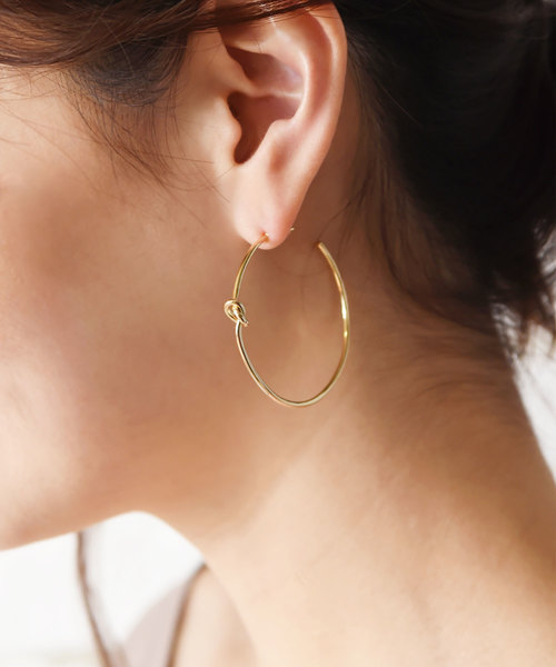 Luz Llena ラズレナ の ノットデザインフープピアス ピアス 両耳用 Wear