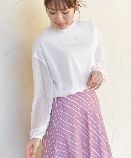 rps（アールピーエス）の「カットドビーボリュームスリーブプチハイブラウス（シャツ/ブラウス・レディース・オフホワイト/ラベンダー/ホワイト系その他2・M）」の12枚目の写真