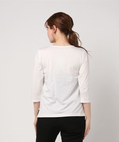 Petit Honfleur（プチオンフルール）の「◇カタログ掲載◇ロゴプリントボーダーTシャツ（Tシャツ/カットソー・レディース・ホワイト/ブラック/ネイビー/グリーン・M size/L size）」の6枚目の写真