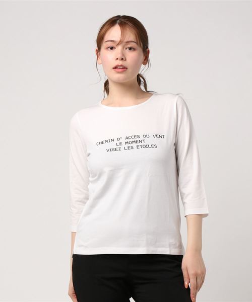 Petit Honfleur（プチオンフルール）の「◇カタログ掲載◇ロゴプリントボーダーTシャツ（Tシャツ/カットソー・レディース・ホワイト/ブラック/ネイビー/グリーン・M size/L size）」の11枚目の写真