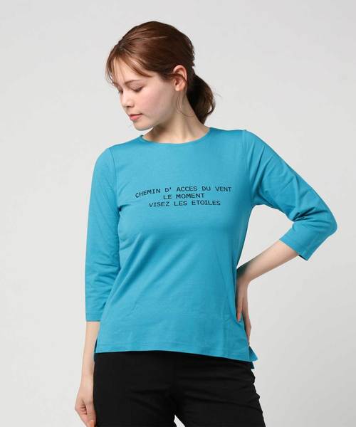 Petit Honfleur（プチオンフルール）の「◇カタログ掲載◇ロゴプリントボーダーTシャツ（Tシャツ/カットソー・レディース・ホワイト/ブラック/ネイビー/グリーン・M size/L size）」の9枚目の写真