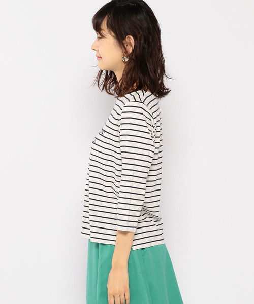 Petit Honfleur（プチオンフルール）の「◇カタログ掲載◇ロゴプリントボーダーTシャツ（Tシャツ/カットソー・レディース・ホワイト/ブラック/ネイビー/グリーン・M size/L size）」の12枚目の写真