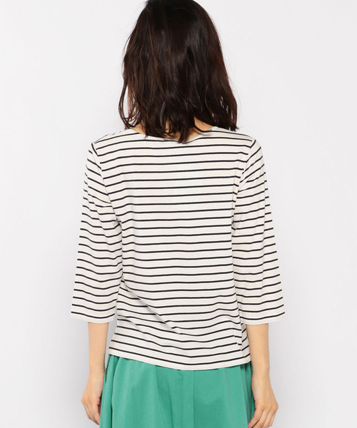 Petit Honfleur（プチオンフルール）の「◇カタログ掲載◇ロゴプリントボーダーTシャツ（Tシャツ/カットソー・レディース・ホワイト/ブラック/ネイビー/グリーン・M size/L size）」の13枚目の写真