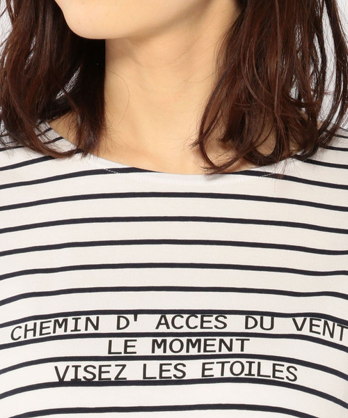 Petit Honfleur（プチオンフルール）の「◇カタログ掲載◇ロゴプリントボーダーTシャツ（Tシャツ/カットソー・レディース・ホワイト/ブラック/ネイビー/グリーン・M size/L size）」の14枚目の写真