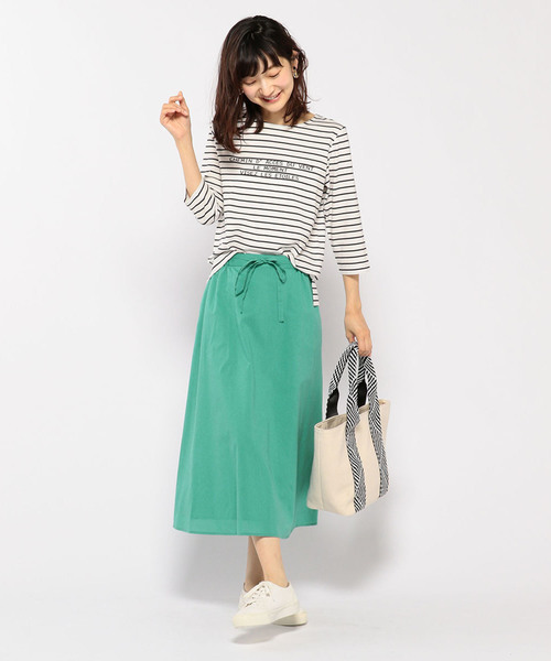 Petit Honfleur（プチオンフルール）の「◇カタログ掲載◇ロゴプリントボーダーTシャツ（Tシャツ/カットソー・レディース・ホワイト/ブラック/ネイビー/グリーン・M size/L size）」の19枚目の写真