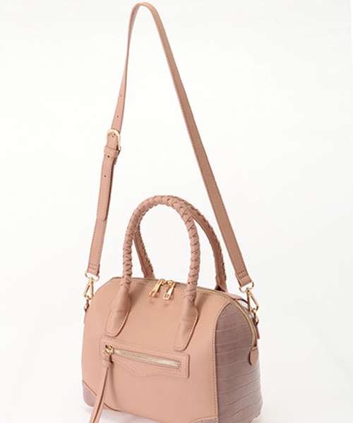 LIPSERVICE（リップサービス）の「サイドクロコボストンバッグ（ボストンバッグ・レディース・ピンクベージュ/ブラック/アイボリー・FREE）」の8枚目の写真