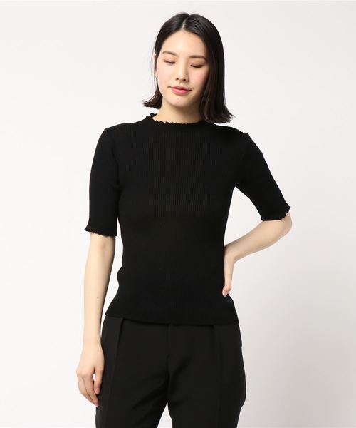 earth music&ecology（アースミュージックアンドエコロジー）の「・スタイルアップリブニット(5分袖) ●＊（ニット/セーター・レディース・グリーン/ピンク/モカ/ターコイズブルー/その他7/ブラック/アイボリー/ラベンダー・S/M）」の2枚目の写真