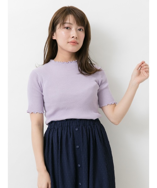 earth music&ecology（アースミュージックアンドエコロジー）の「・スタイルアップリブニット(5分袖) ●＊（ニット/セーター・レディース・グリーン/ピンク/モカ/ターコイズブルー/その他7/ブラック/アイボリー/ラベンダー・S/M）」の6枚目の写真