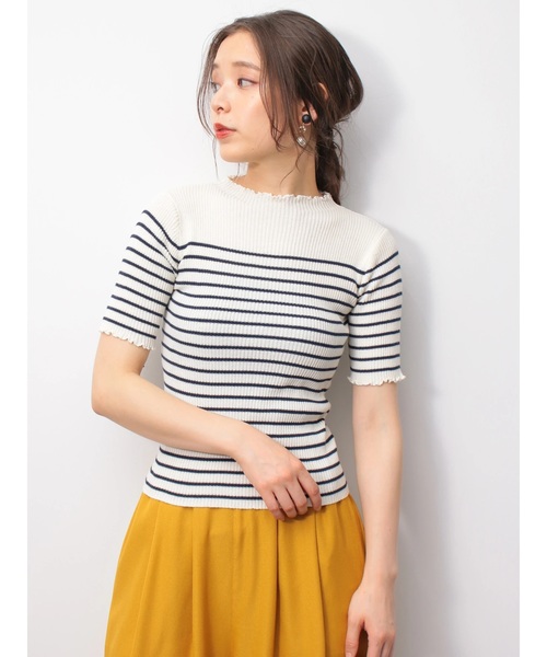 earth music&ecology（アースミュージックアンドエコロジー）の「・スタイルアップリブニット(5分袖) ●＊（ニット/セーター・レディース・グリーン/ピンク/モカ/ターコイズブルー/その他7/ブラック/アイボリー/ラベンダー・S/M）」の8枚目の写真