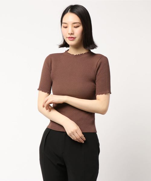 earth music&ecology（アースミュージックアンドエコロジー）の「・スタイルアップリブニット(5分袖) ●＊（ニット/セーター・レディース・グリーン/ピンク/モカ/ターコイズブルー/その他7/ブラック/アイボリー/ラベンダー・S/M）」の12枚目の写真