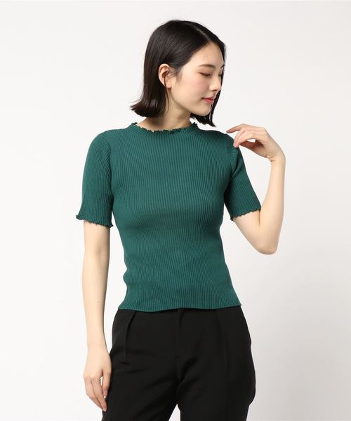 earth music&ecology（アースミュージックアンドエコロジー）の「・スタイルアップリブニット(5分袖) ●＊（ニット/セーター・レディース・グリーン/ピンク/モカ/ターコイズブルー/その他7/ブラック/アイボリー/ラベンダー・S/M）」の11枚目の写真