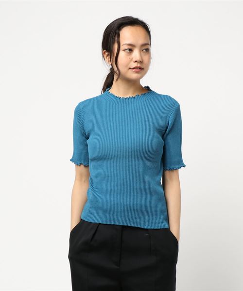 earth music&ecology（アースミュージックアンドエコロジー）の「・スタイルアップリブニット(5分袖) ●＊（ニット/セーター・レディース・グリーン/ピンク/モカ/ターコイズブルー/その他7/ブラック/アイボリー/ラベンダー・S/M）」の14枚目の写真