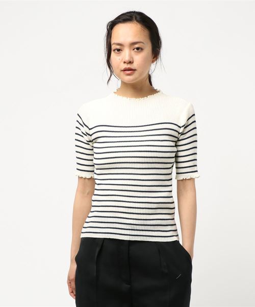 earth music&ecology（アースミュージックアンドエコロジー）の「・スタイルアップリブニット(5分袖) ●＊（ニット/セーター・レディース・グリーン/ピンク/モカ/ターコイズブルー/その他7/ブラック/アイボリー/ラベンダー・S/M）」の10枚目の写真