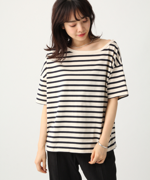 A part by(アパートバイ)の「CボーダーワンショルSS 836668(Tシャツ/カットソー・レディース・ホワイト系その他/ブルー系その他/ブルー系その他2・FREE)」の1枚目の写真